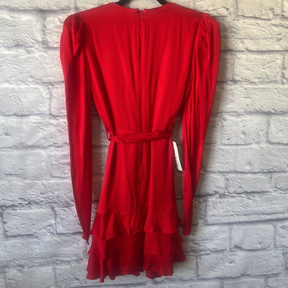 NWT Bardot Red Long Sleeve Ruffle Trim Mini Dress Size XS US 2. - Picture 6 of 12